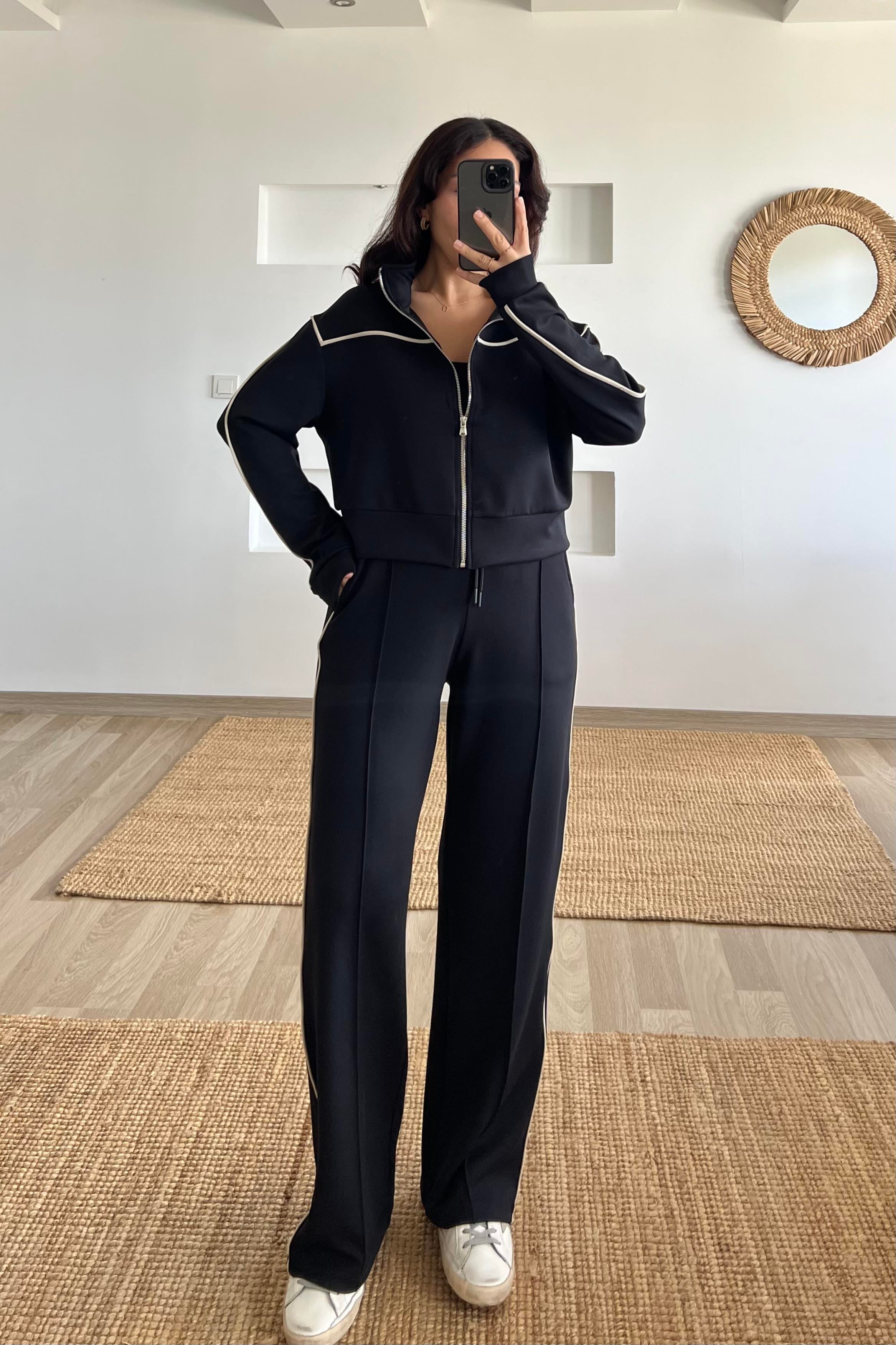 Oys Siyah Şerit Detaylı Modal Takım uygun fiyatlarda www.butikhola.com adresinde