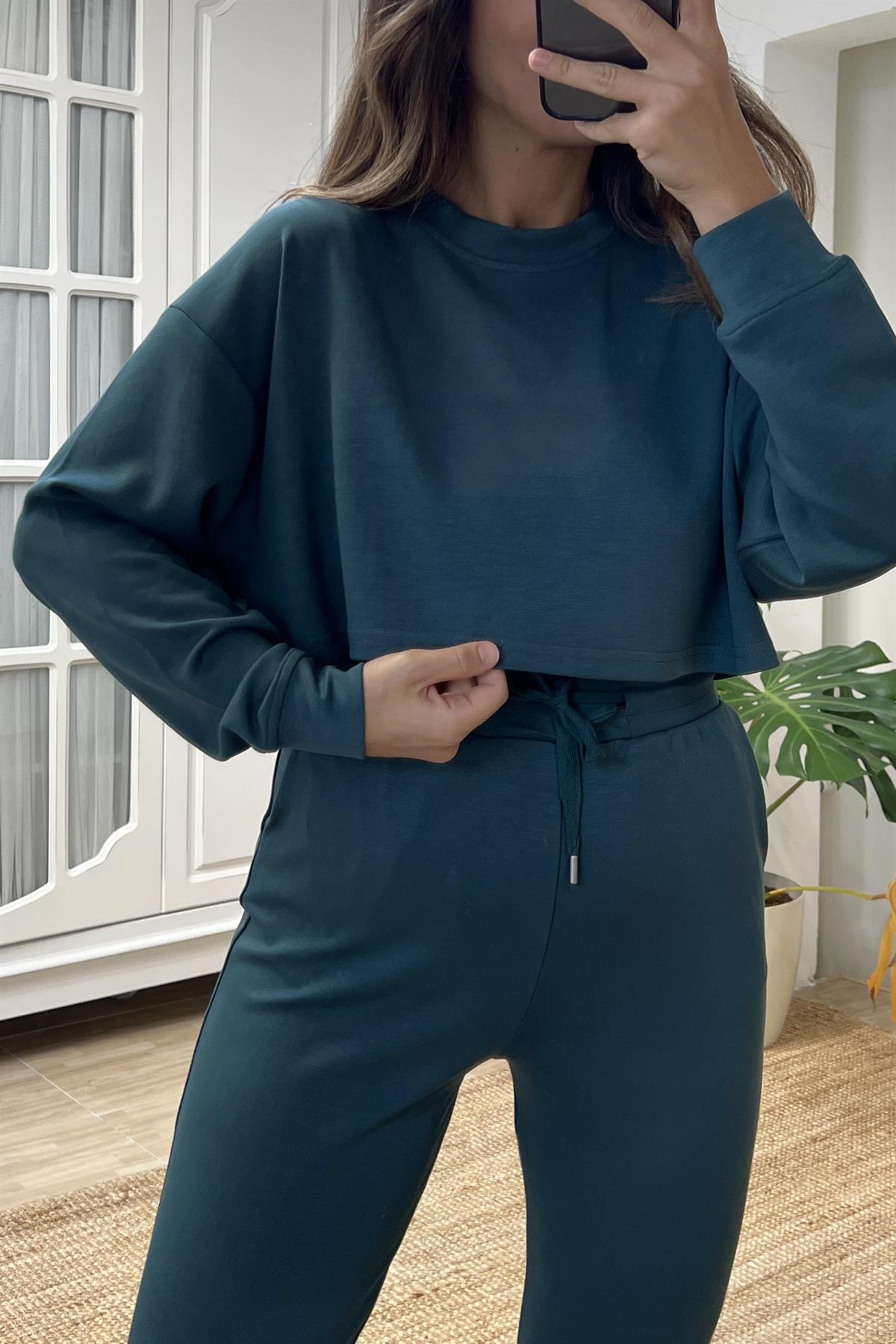 Petrol Oysho Modal Sweatshirt uygun fiyatlarda www.butikhola.com adresinde