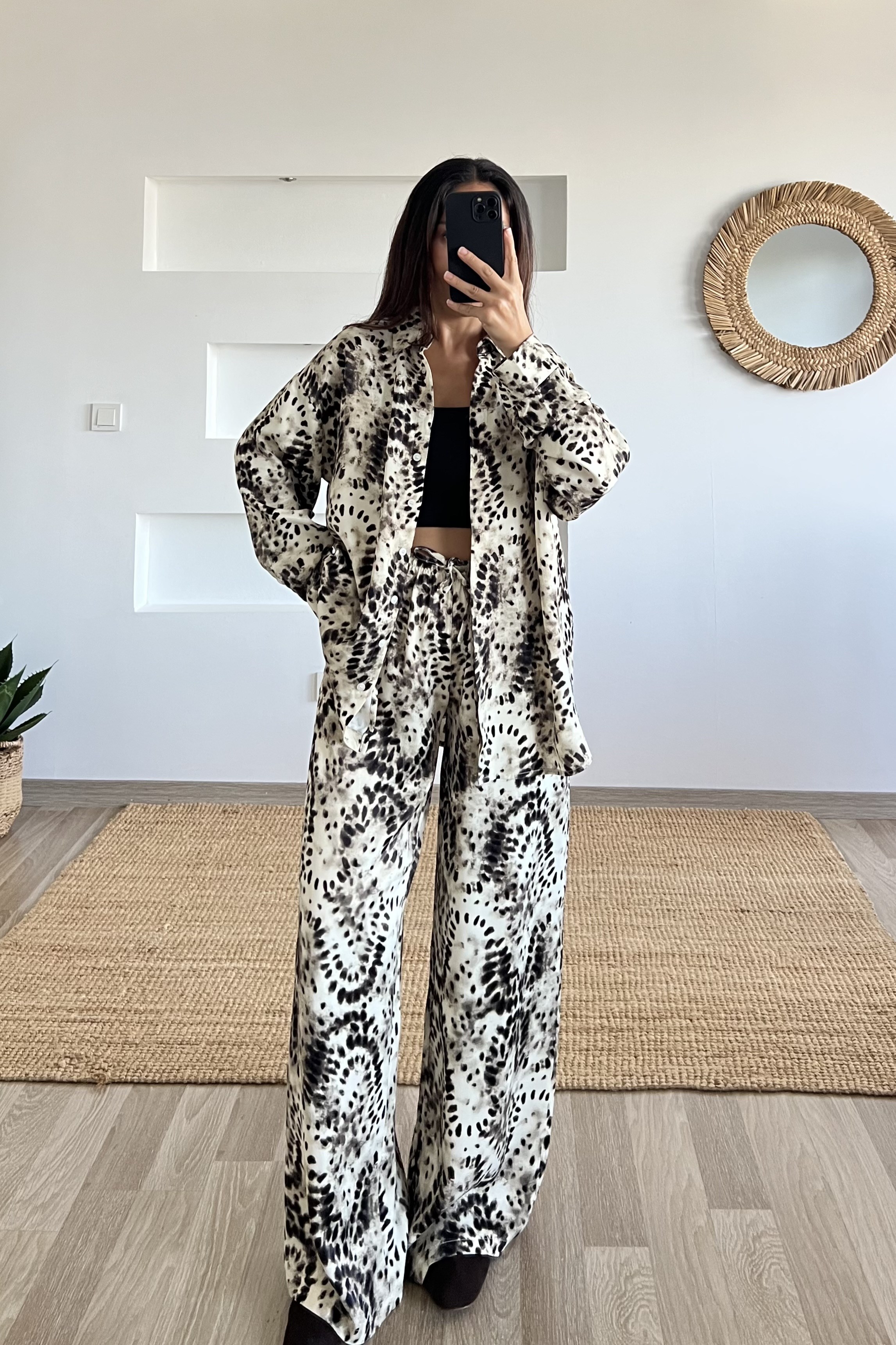 Premium Animal Print Gömlek Pantolon Takım uygun fiyatlarda www.butikhola.com adresinde