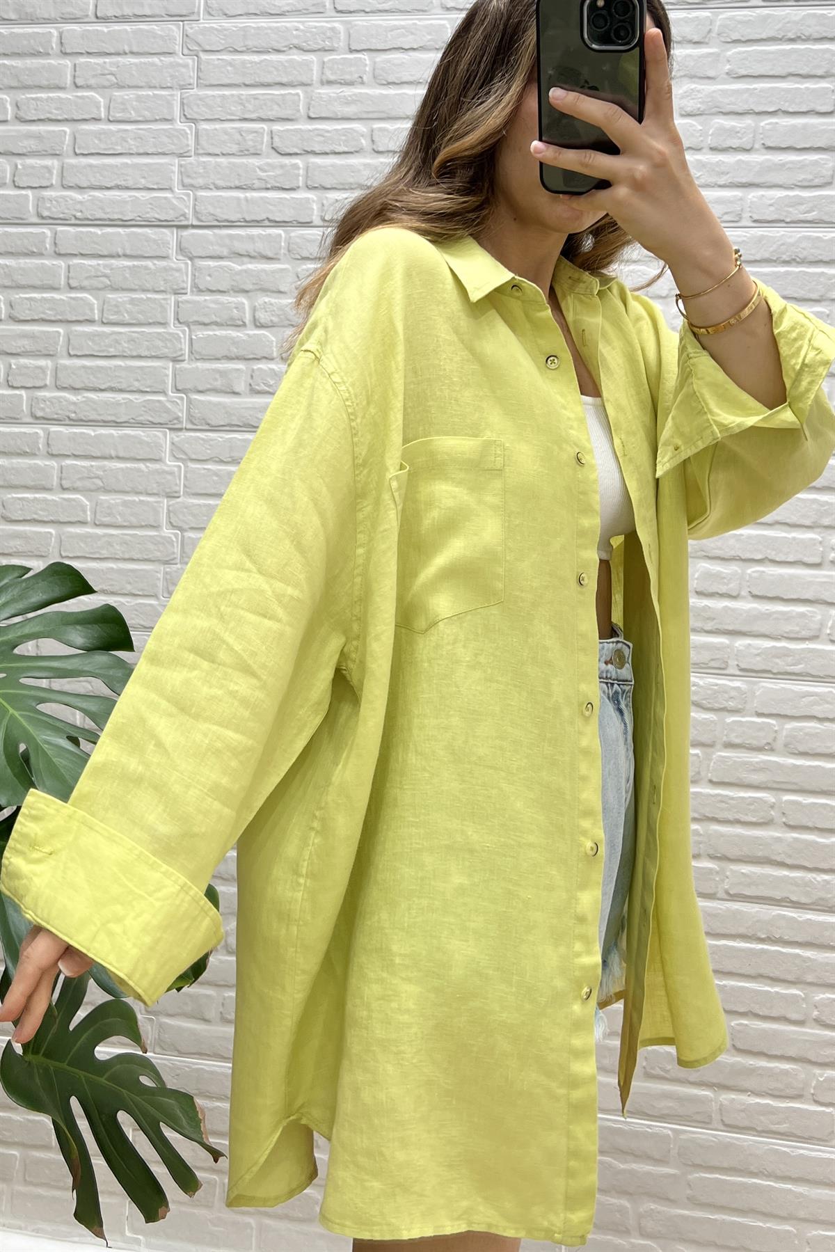 Premium Ham Keten Uzun Gömlek uygun fiyatlarda www.butikhola.com adresinde