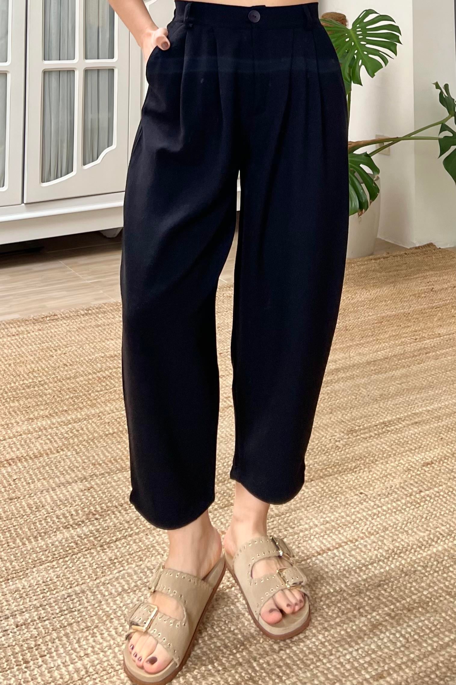 Siyah Beli Lastikli Keten Şalvar Pantolon uygun fiyatlarda www.butikhola.com adresinde