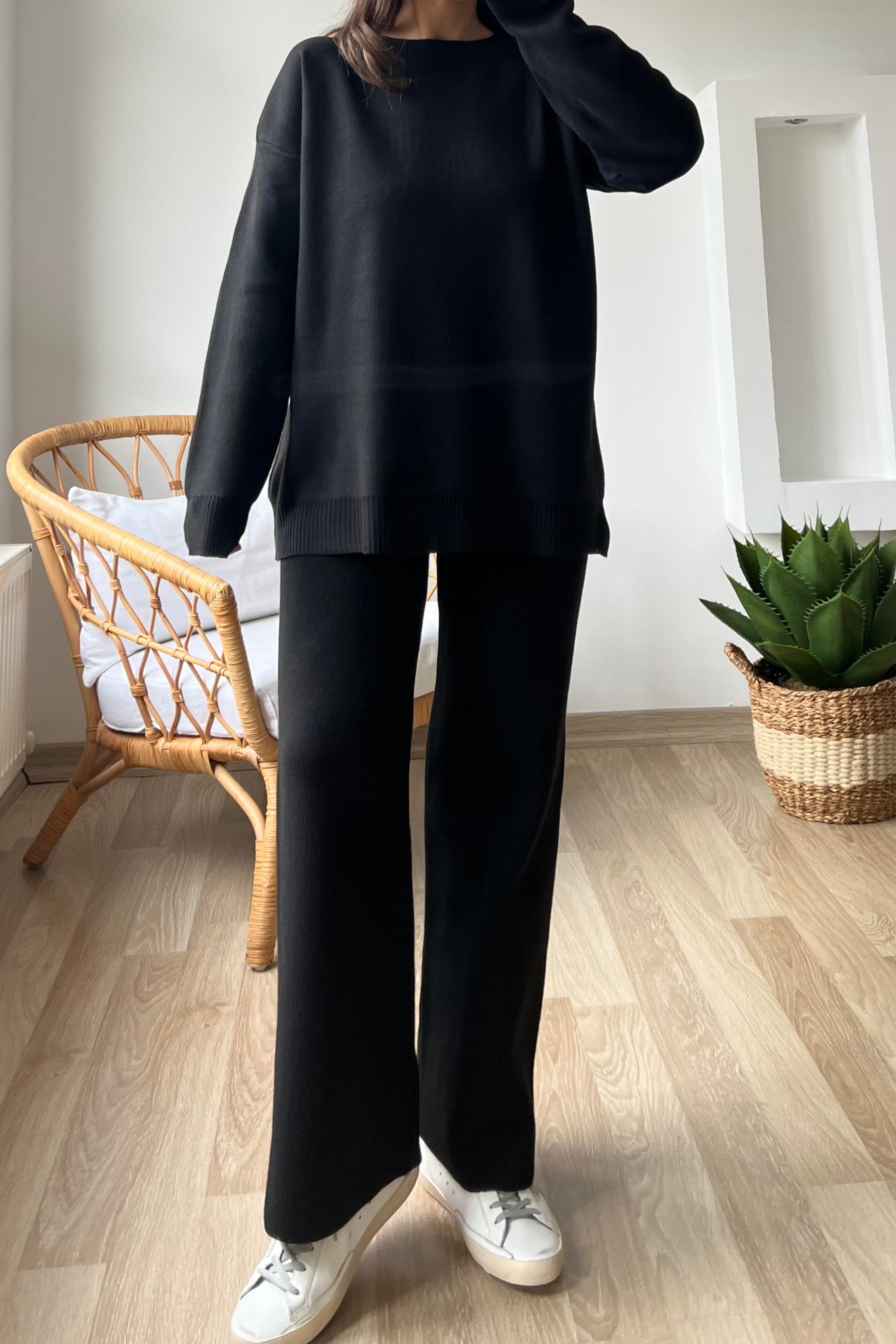 Siyah Çelik Örme Triko Takım uygun fiyatlarda www.butikhola.com adresinde