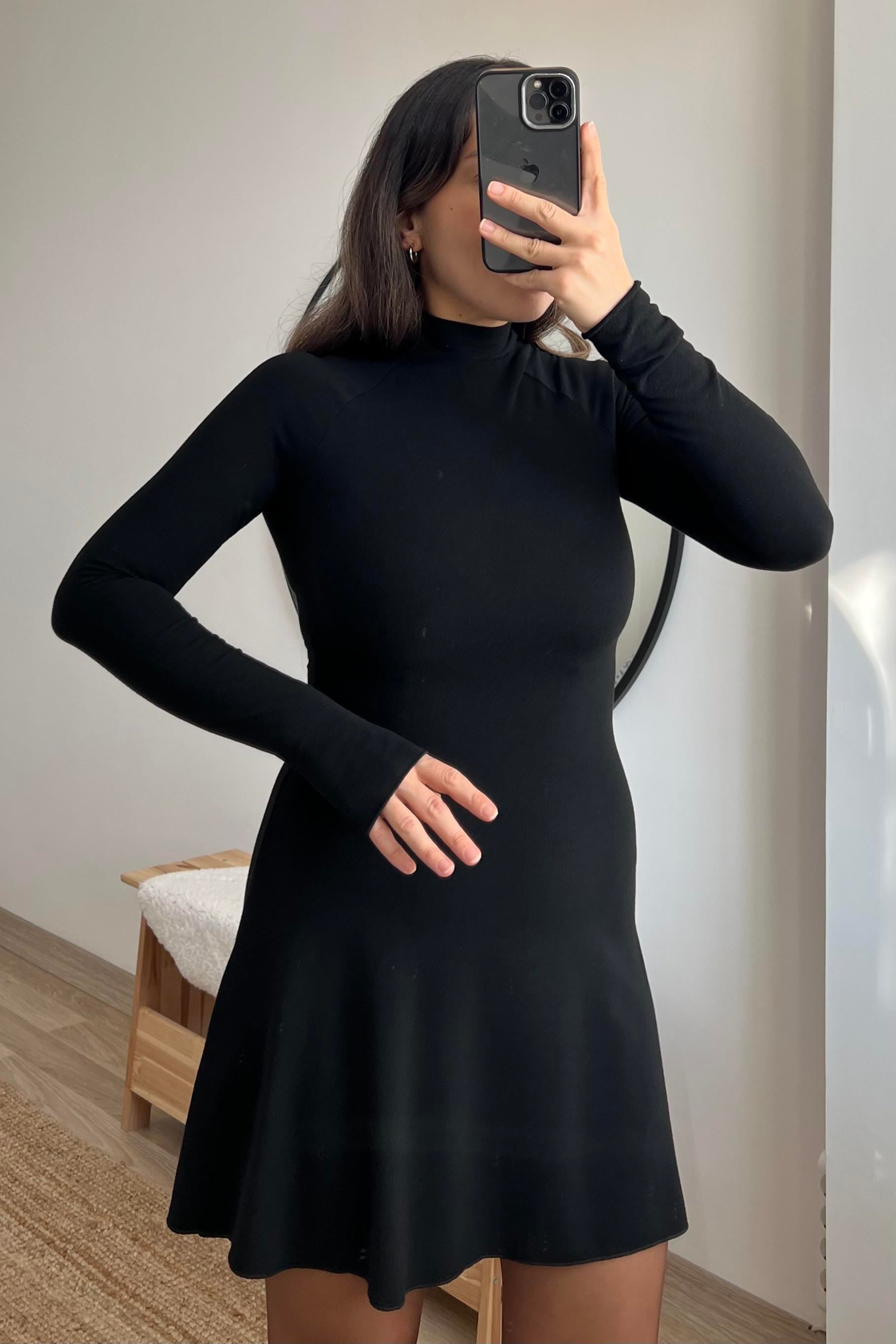 Siyah Kaşmir Dokulu Penye Elbise uygun fiyatlarda www.butikhola.com adresinde