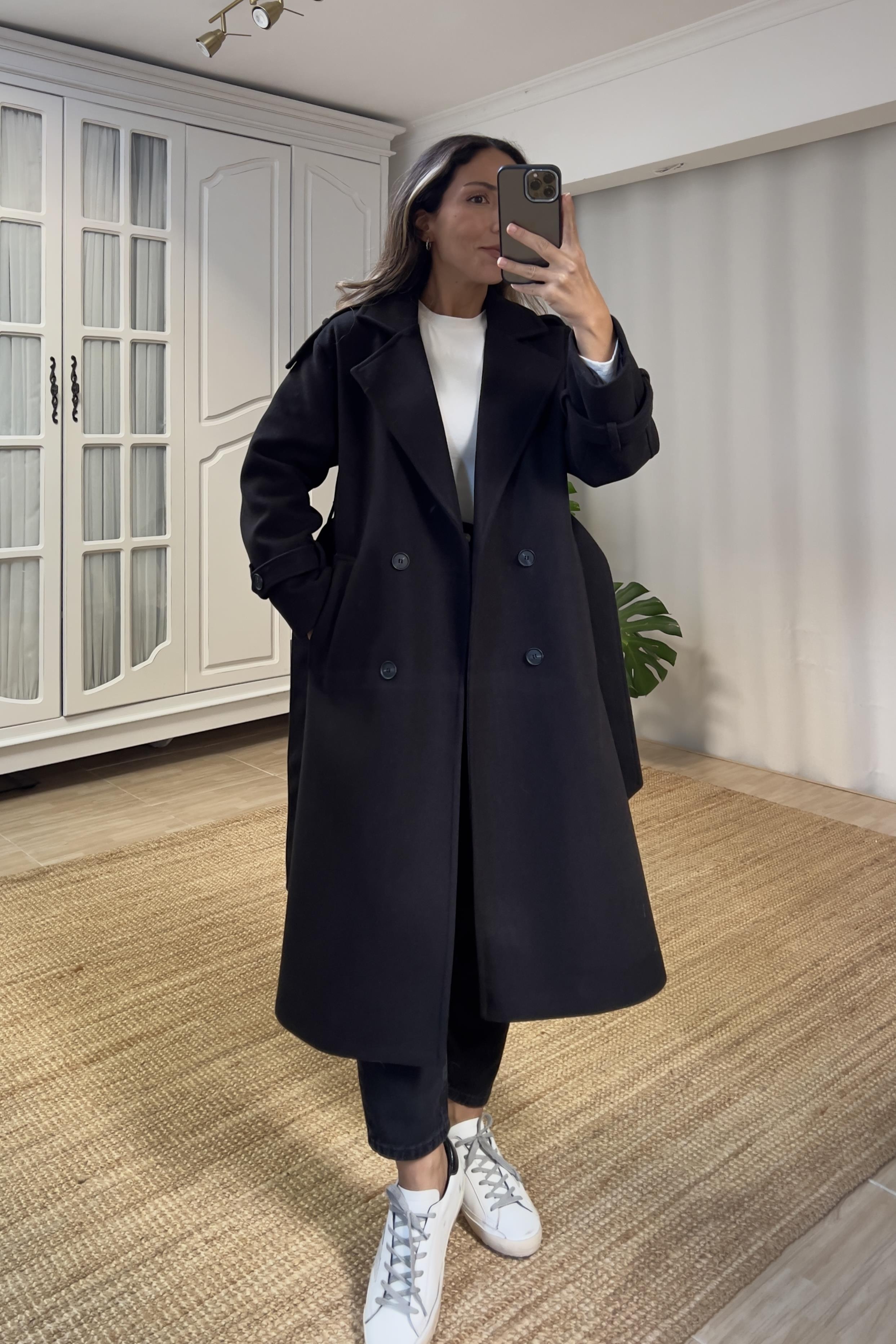 Siyah Kuşaklı Premium Kaban uygun fiyatlarda www.butikhola.com adresinde