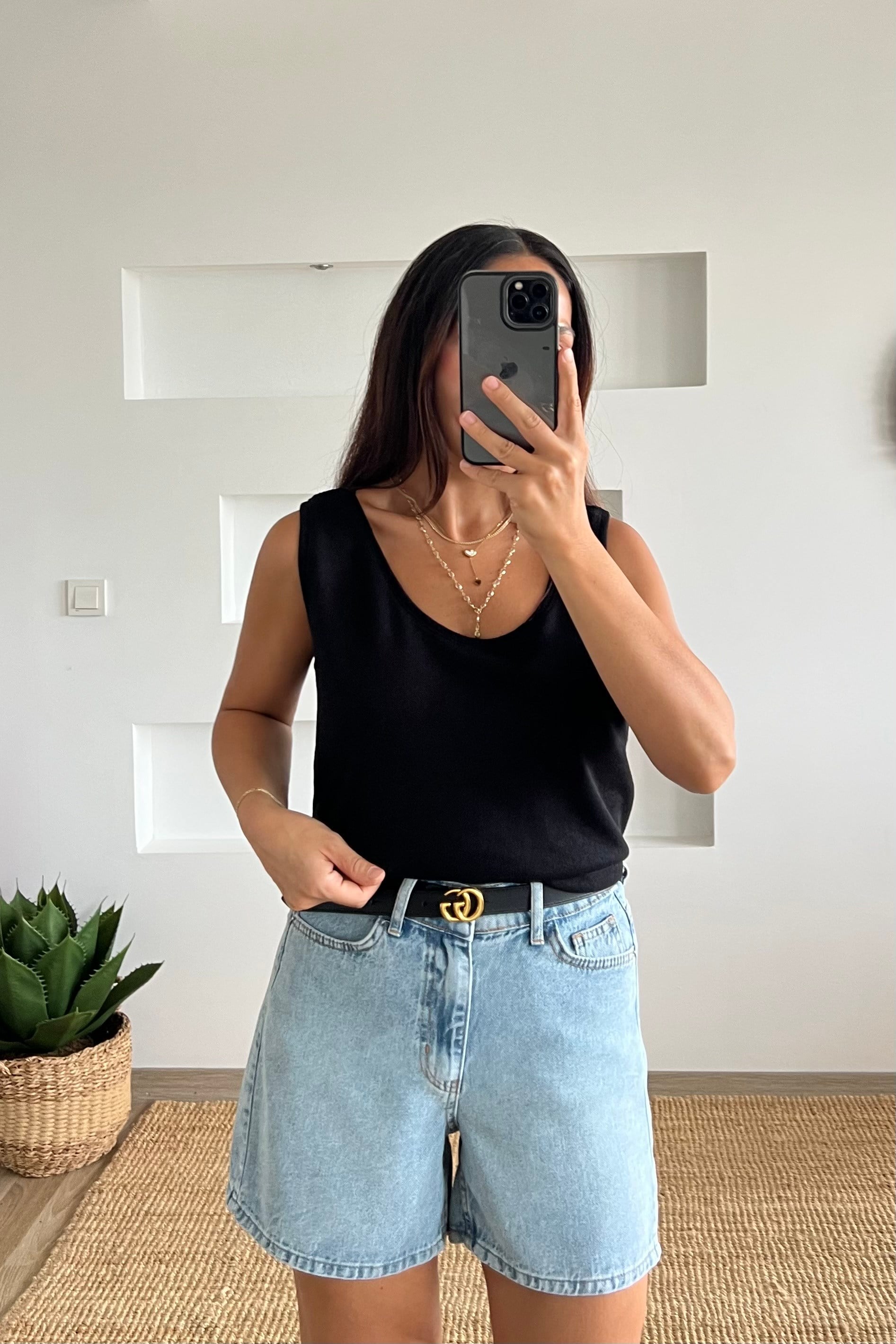 Siyah Merserize Kolsuz Bluz uygun fiyatlarda www.butikhola.com adresinde