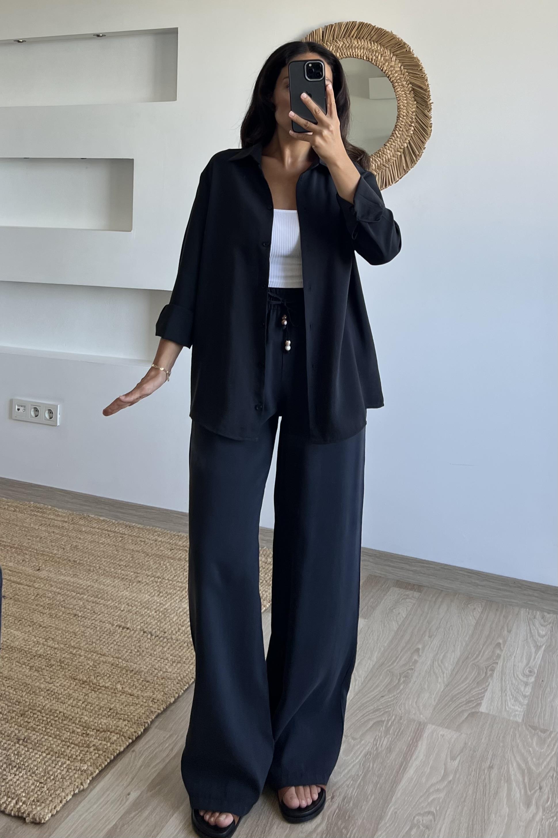 Siyah Modal Premium Gömlek Pantolon Takım uygun fiyatlarda www.butikhola.com adresinde