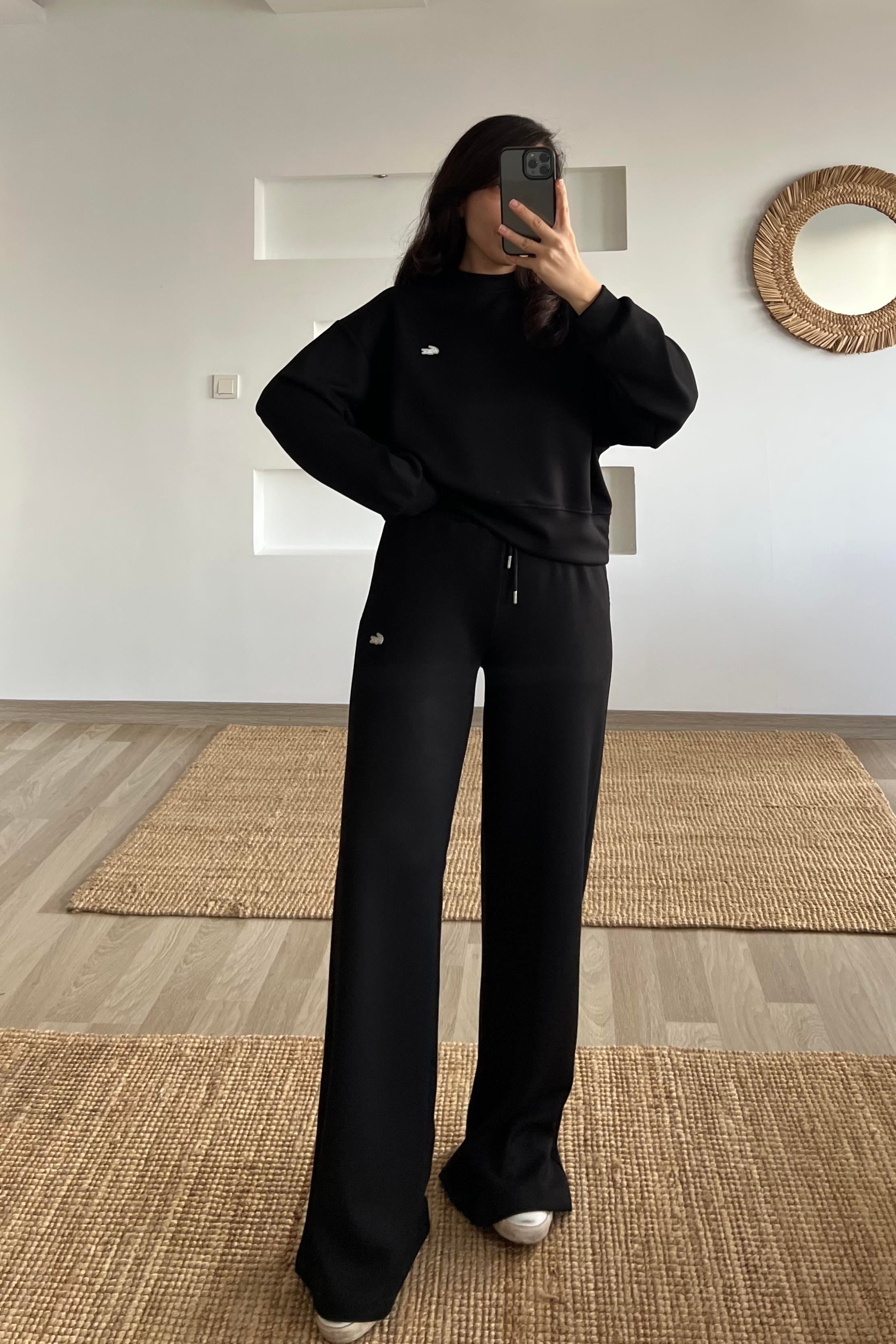 Siyah Modal Sweatshirt Pantolon Takım uygun fiyatlarda www.butikhola.com adresinde