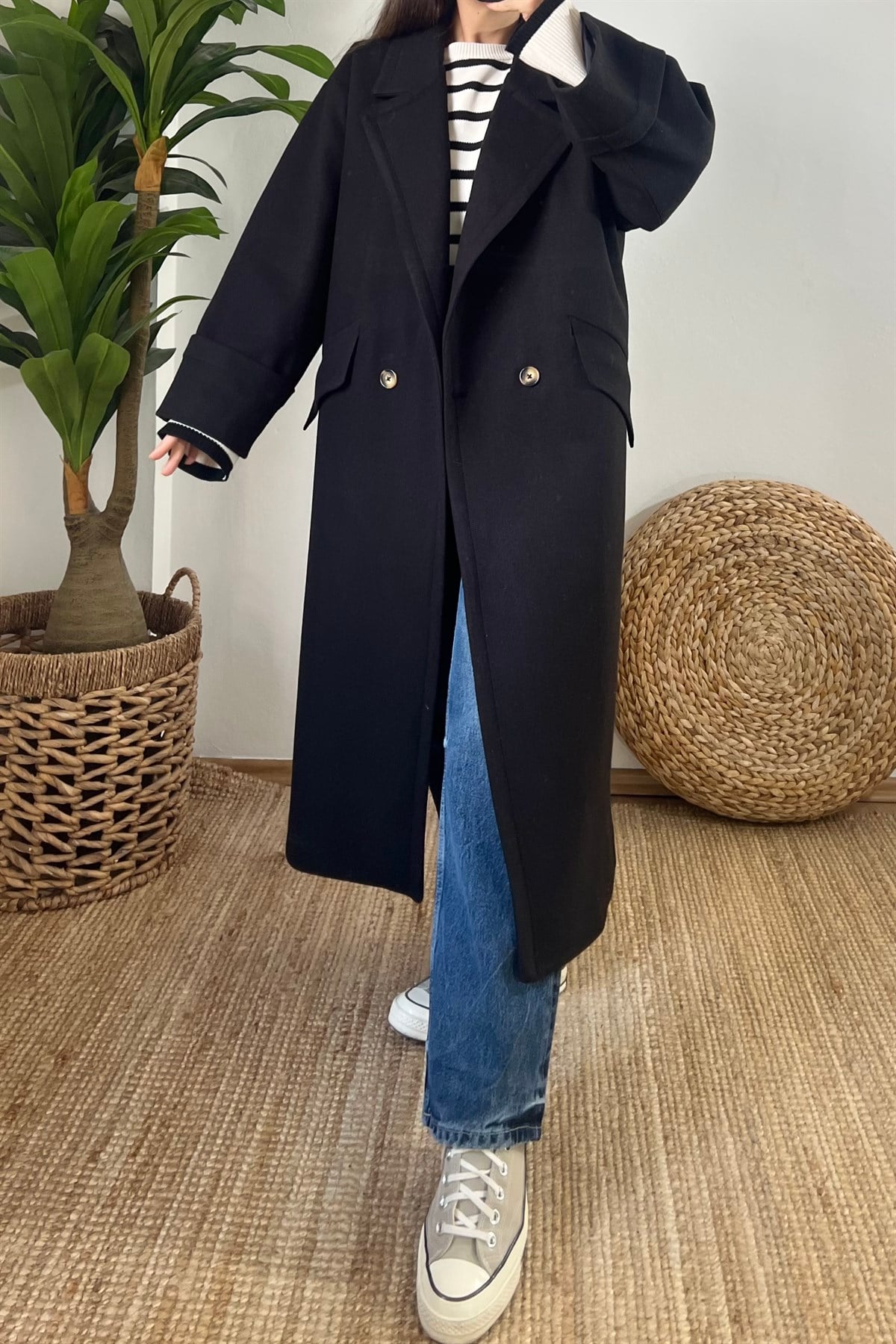 Siyah Oversize Premium Kaban uygun fiyatlarda www.butikhola.com adresinde
