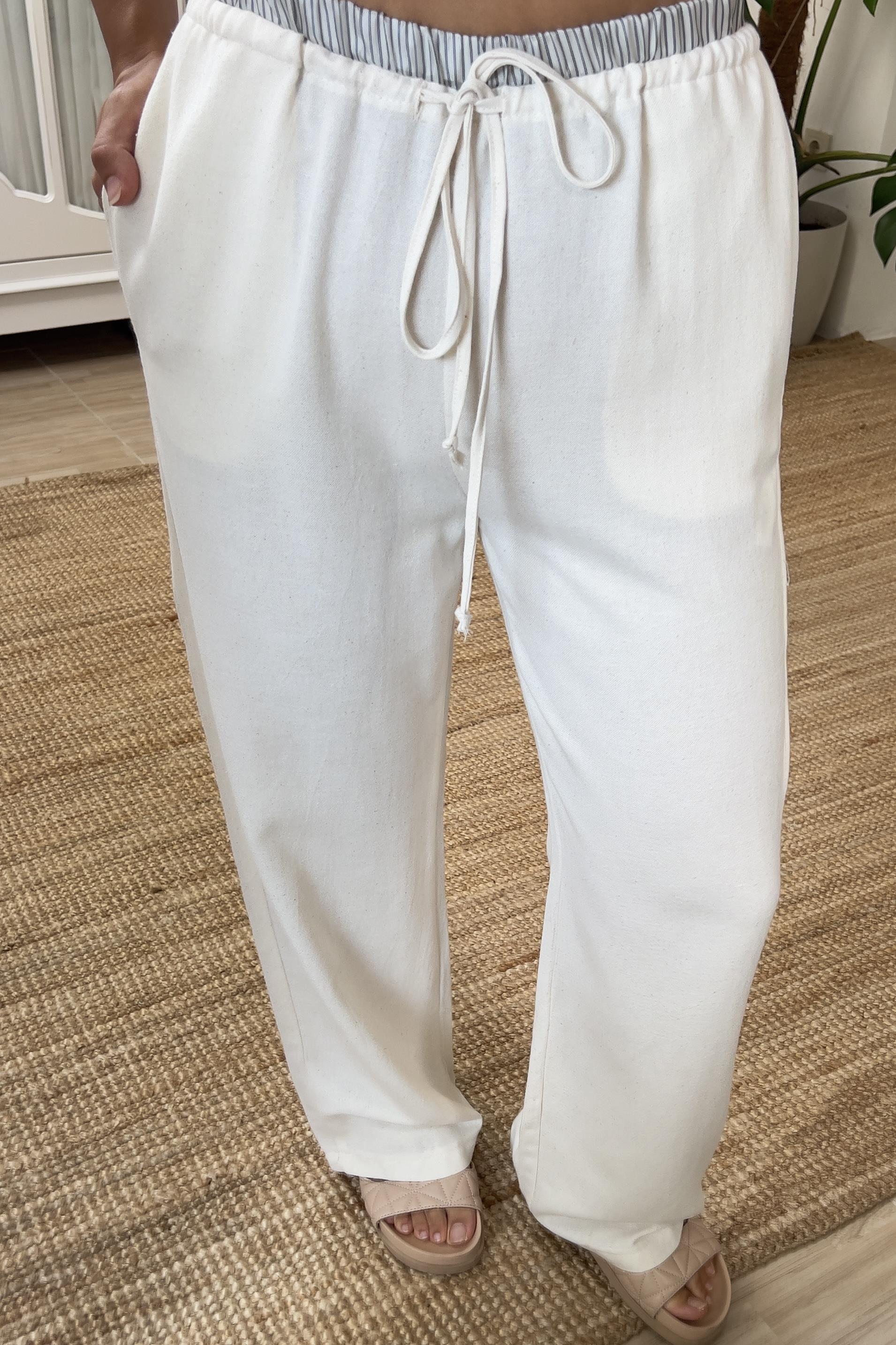 Taş Bel Detaylı Keten Pantolon uygun fiyatlarda www.butikhola.com adresinde