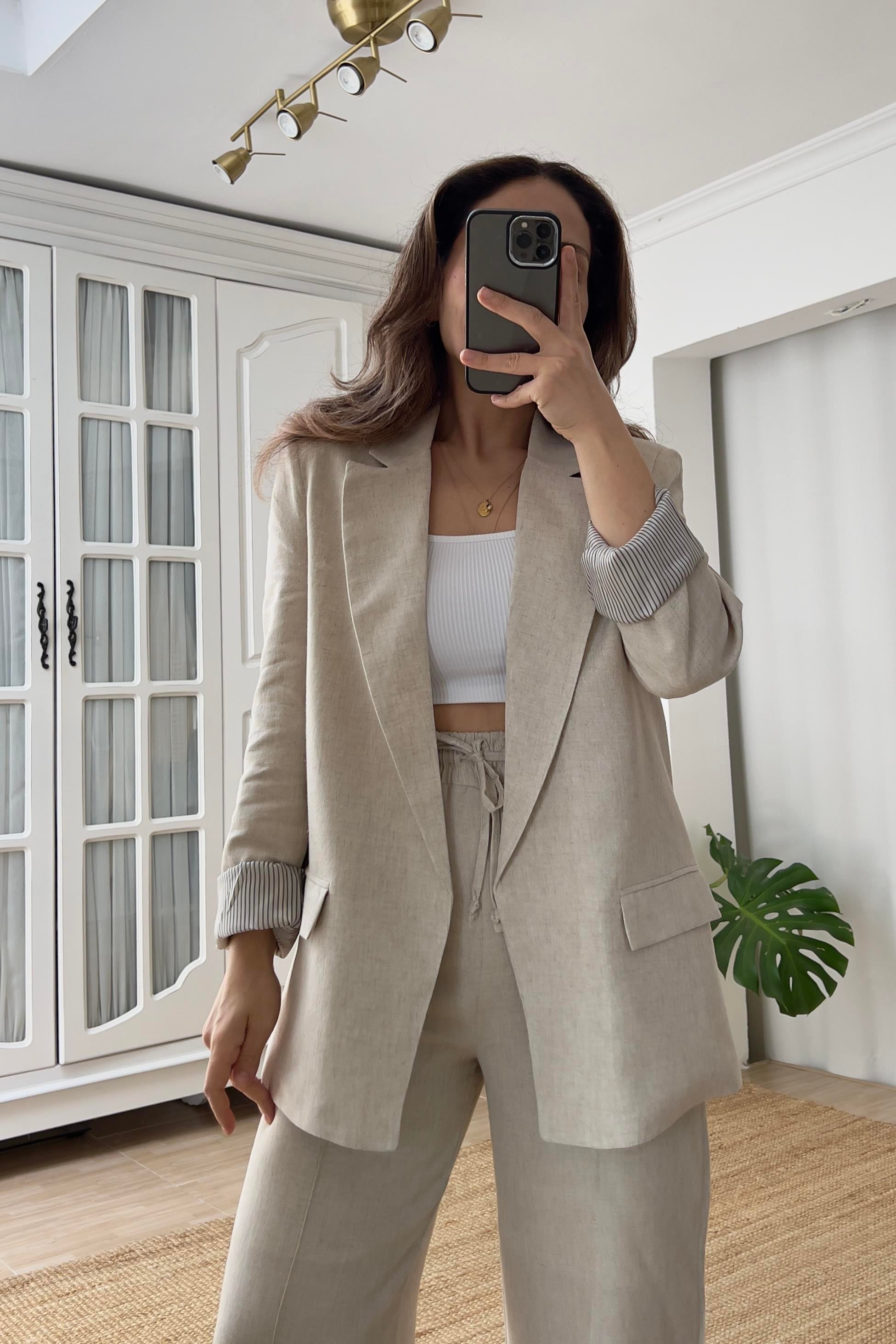 Taş Kapak Cepli Keten Blazer Ceket uygun fiyatlarda www.butikhola.com adresinde