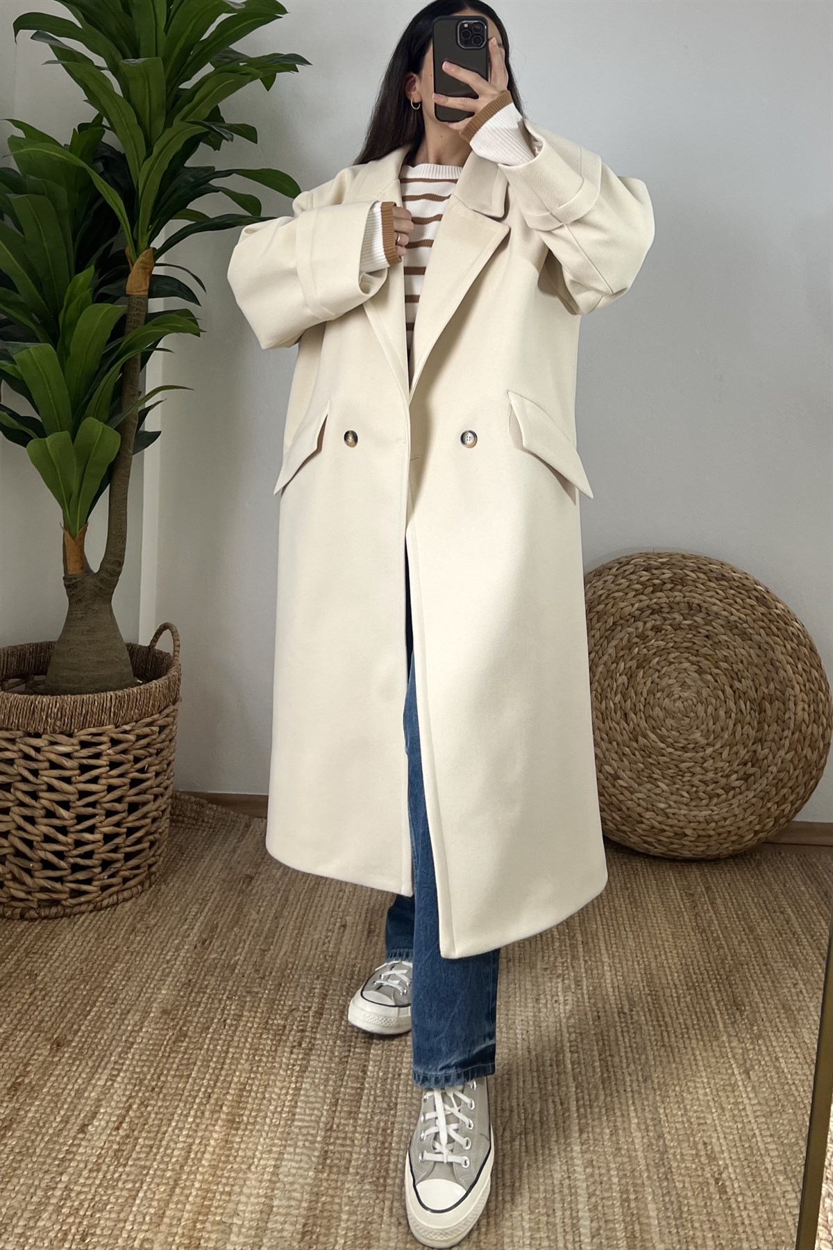 Taş Oversize Premium Kaban uygun fiyatlarda www.butikhola.com adresinde
