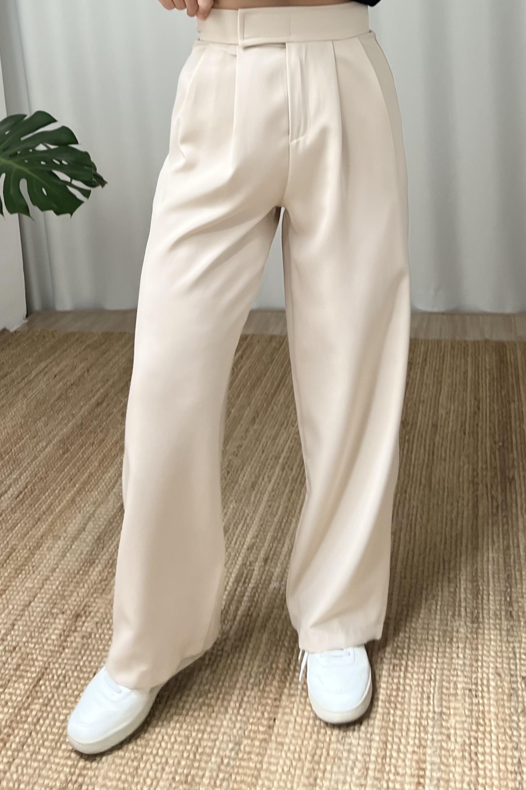 Taş Rengi Beli Cırtcırtlı Palazzo Pantolon uygun fiyatlarda www.butikhola.com adresinde