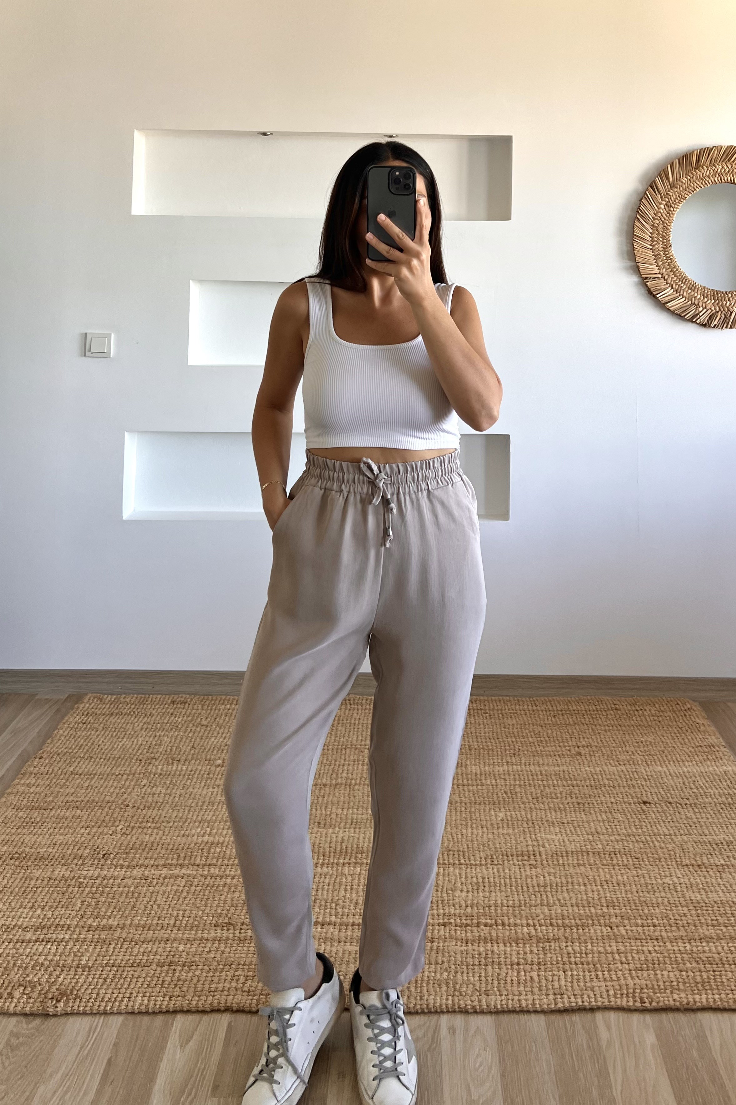 Taş Rengi Beli İplli Havuç Kesim Tensel Pantolon uygun fiyatlarda www.butikhola.com adresinde