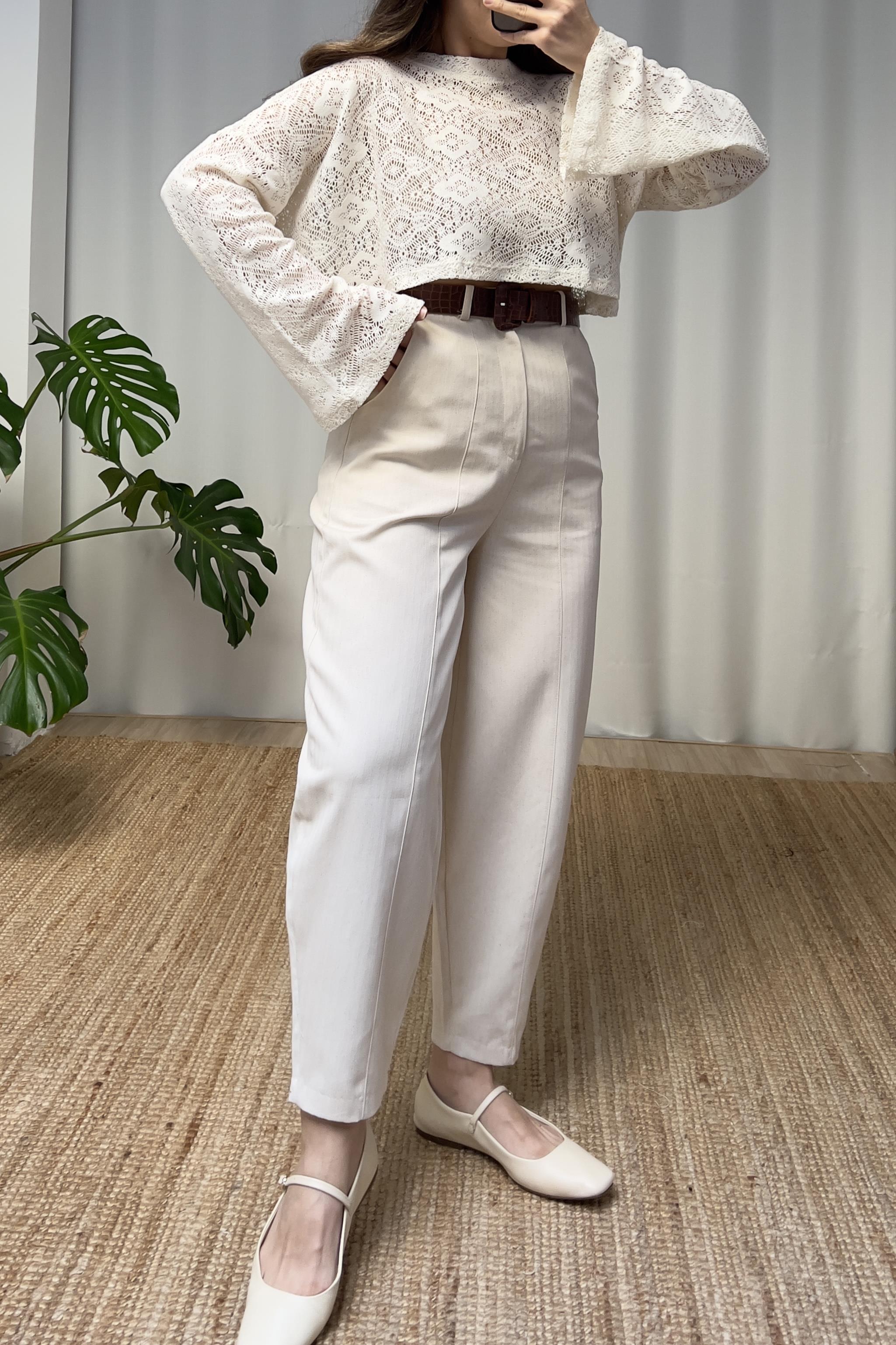 Taş Rengi Kemerli Ekstra Yüksek Bel Pantolon uygun fiyatlarda www.butikhola.com adresinde
