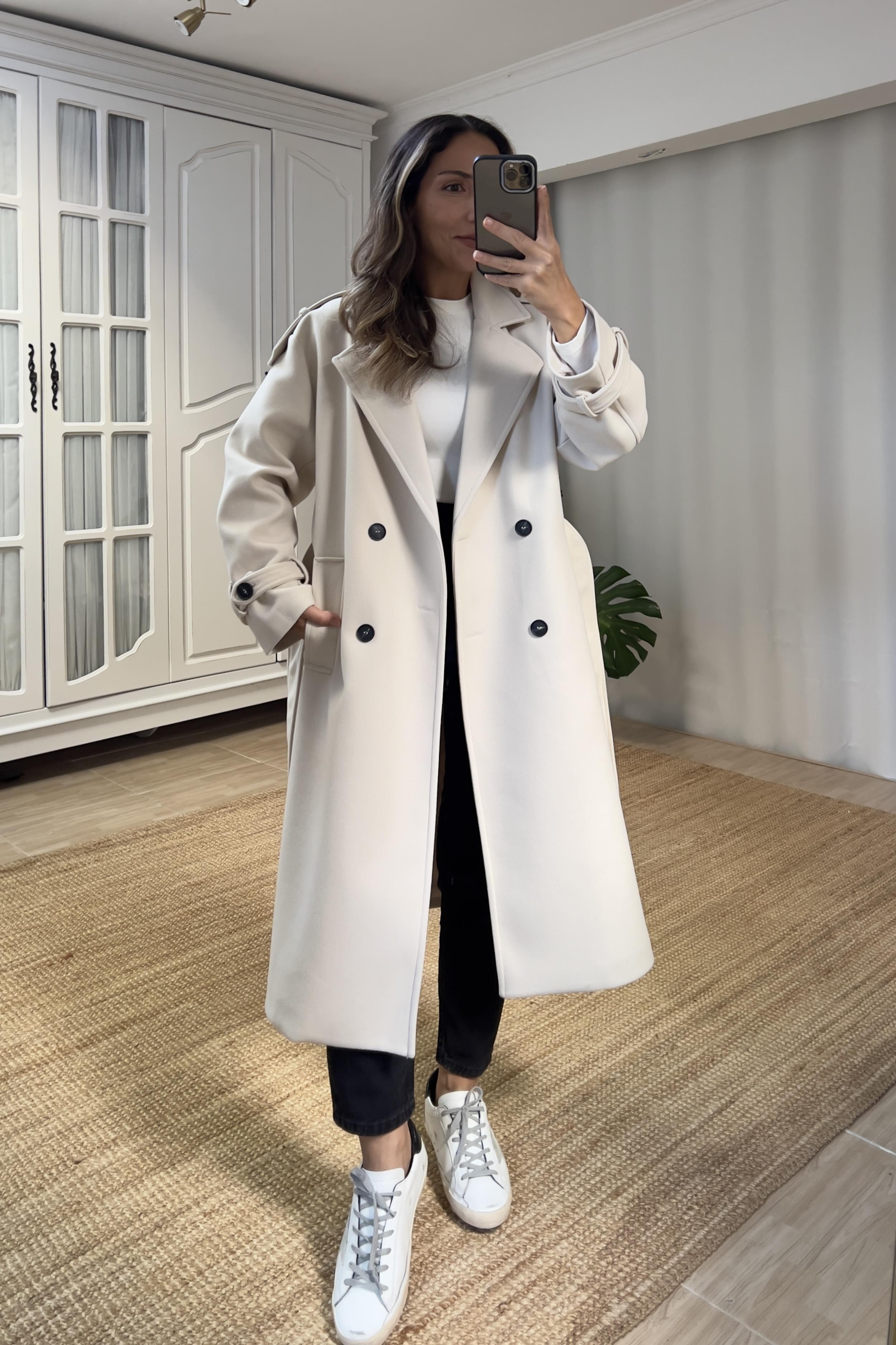 Taş Rengi Kuşaklı Premium Kaban uygun fiyatlarda www.butikhola.com adresinde