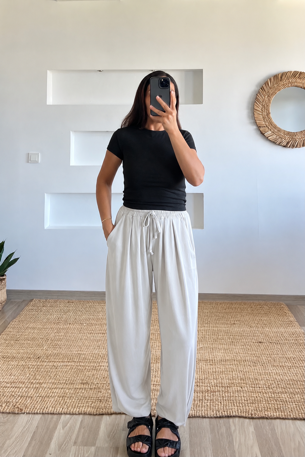 Taş Rengi Paçası Düğmeli Oys Modal Balloon Pantolon uygun fiyatlarda www.butikhola.com adresinde
