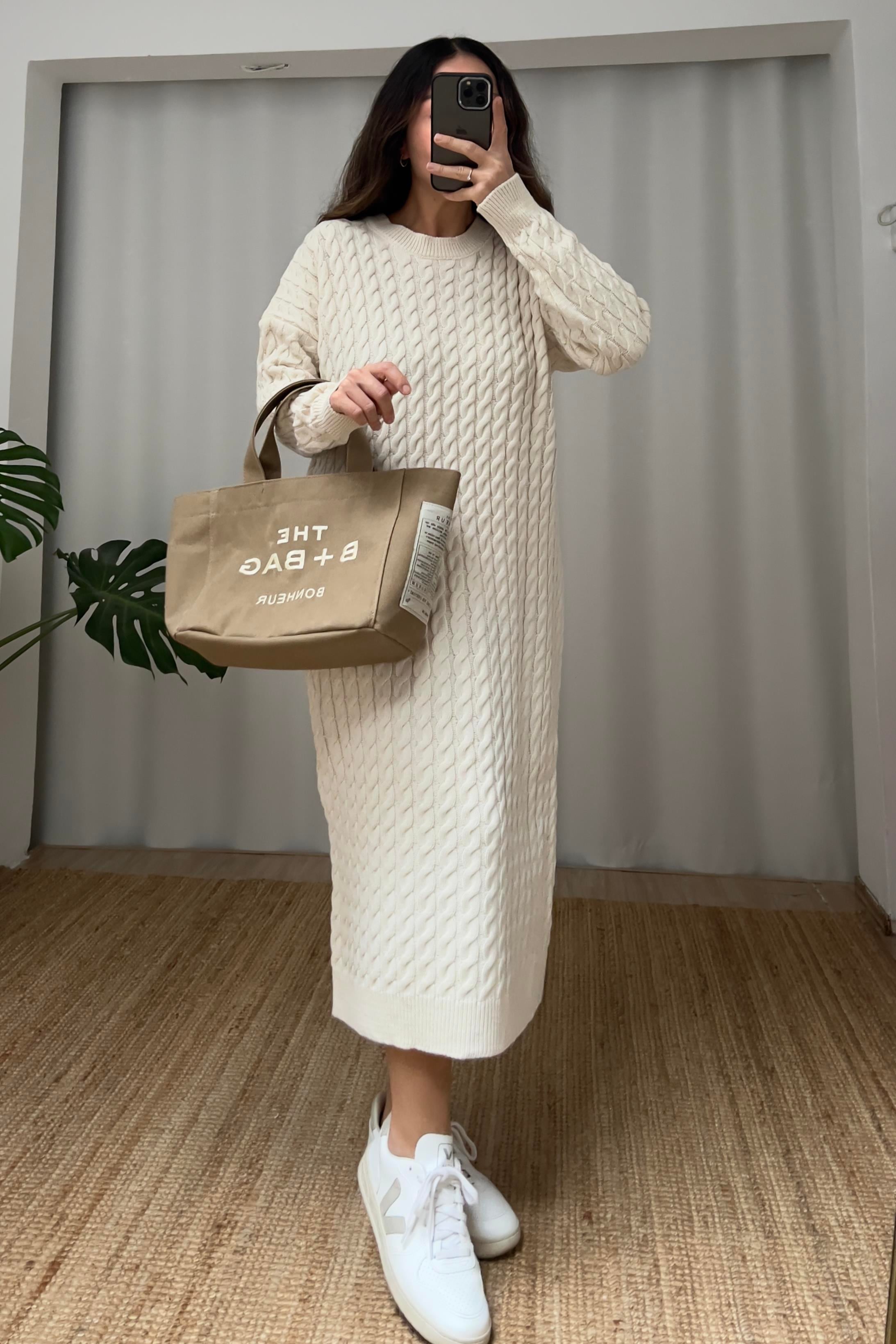 Taş Saç Örgülü Maksi Triko Elbise  uygun fiyatlarda www.butikhola.com adresinde
