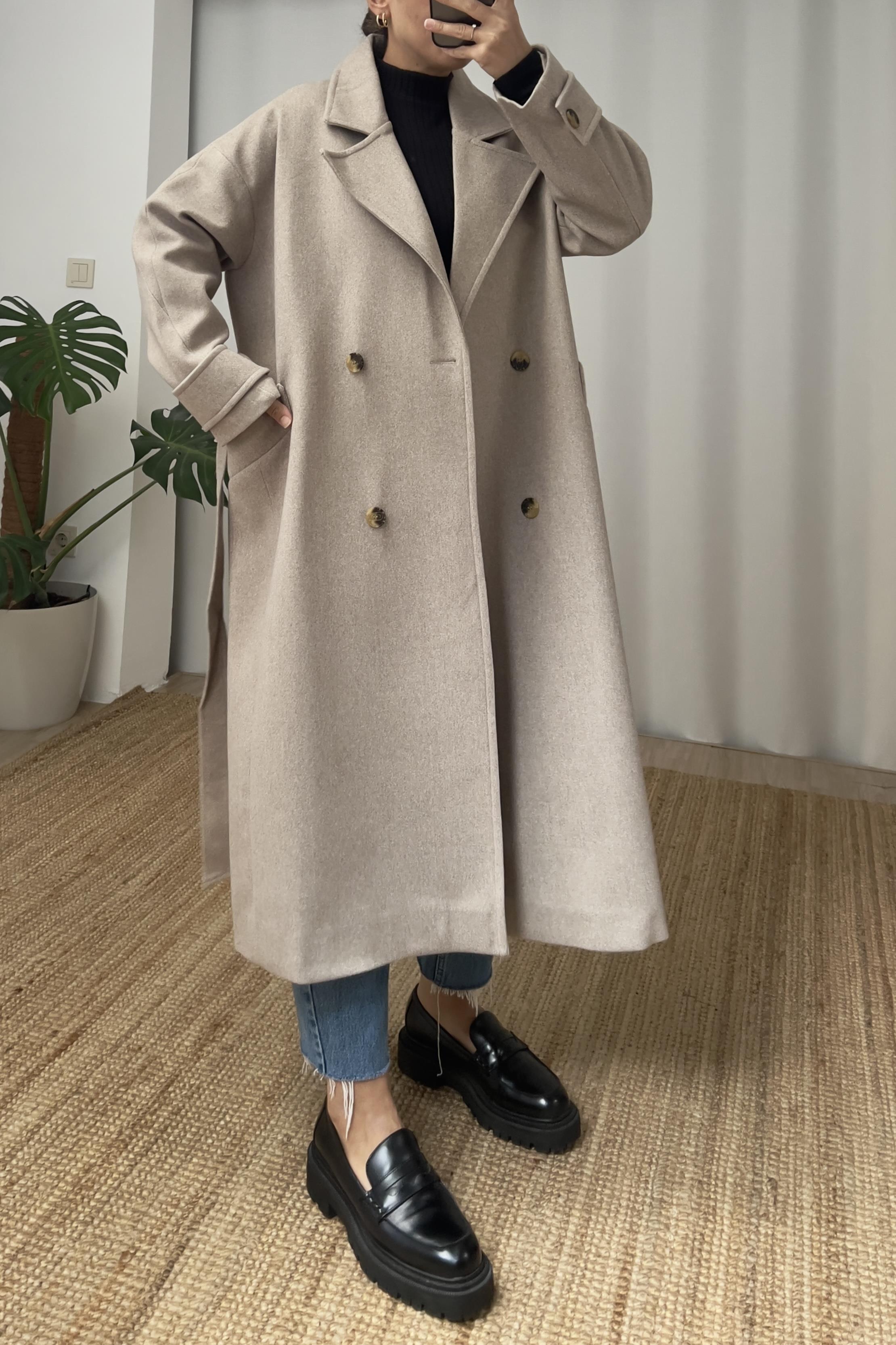 Vizon Beli Kuşaklı Kaban uygun fiyatlarda www.butikhola.com adresinde