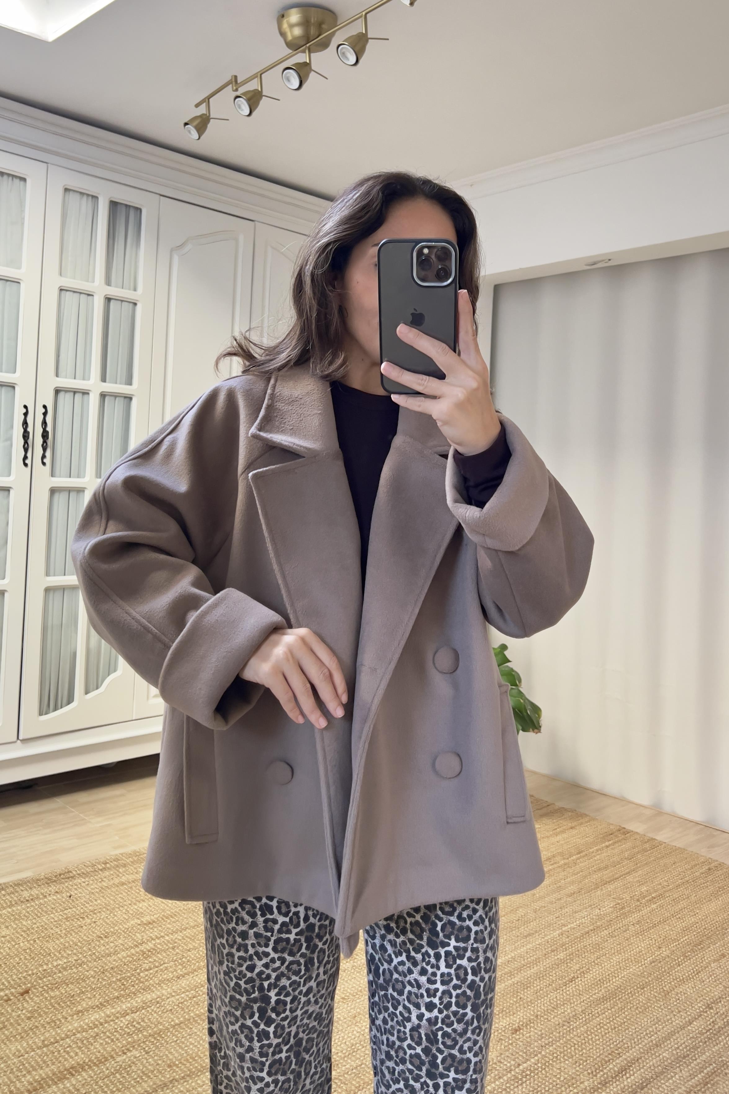 Vizon İthal Kaşe Kruvaze Kısa Kaban uygun fiyatlarda www.butikhola.com adresinde
