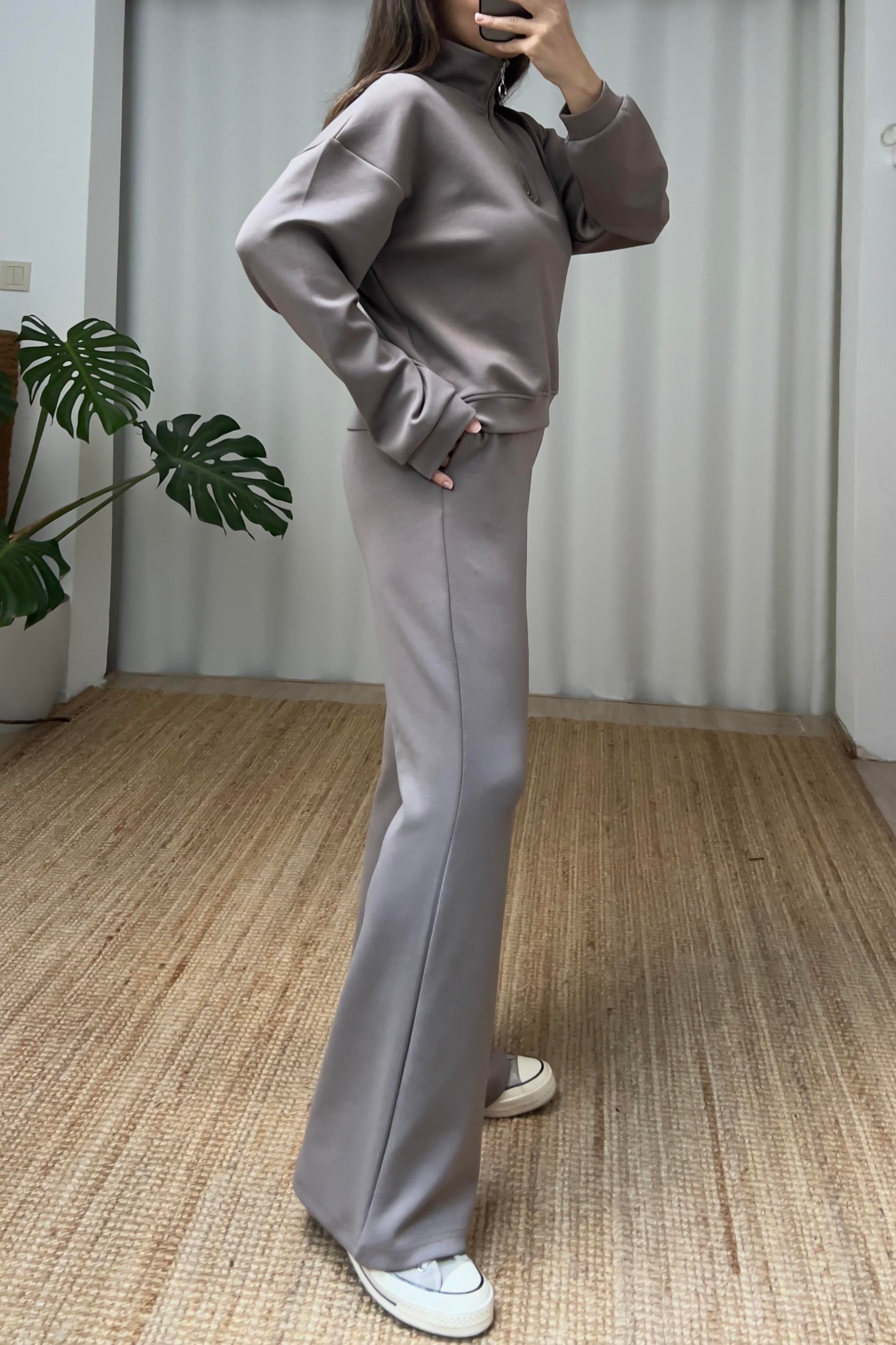 Vizon Yarım Fermuarlı Flare Modal Takım uygun fiyatlarda www.butikhola.com adresinde
