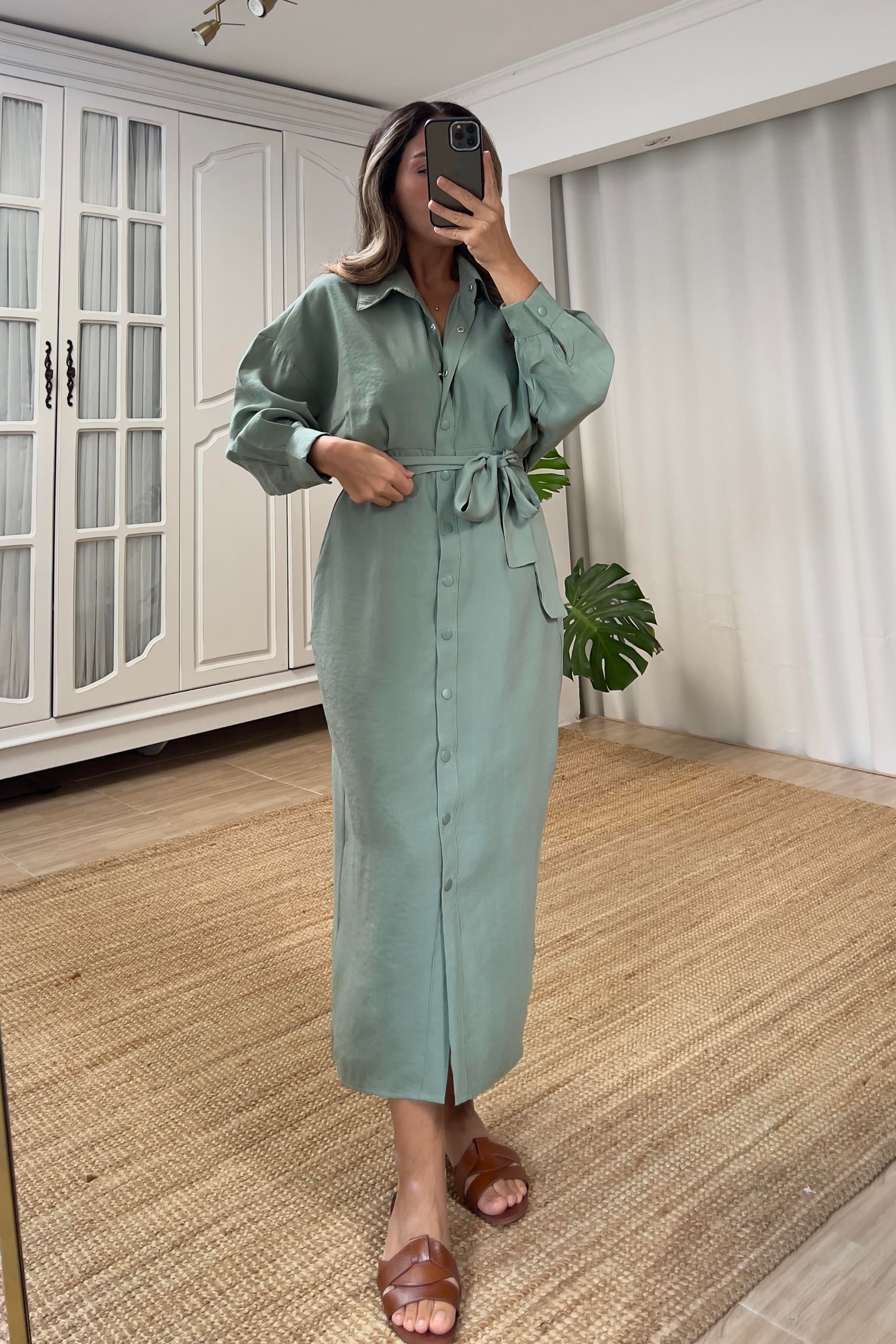 Yeşil Kuşaklı Tensel Elbise uygun fiyatlarda www.butikhola.com adresinde