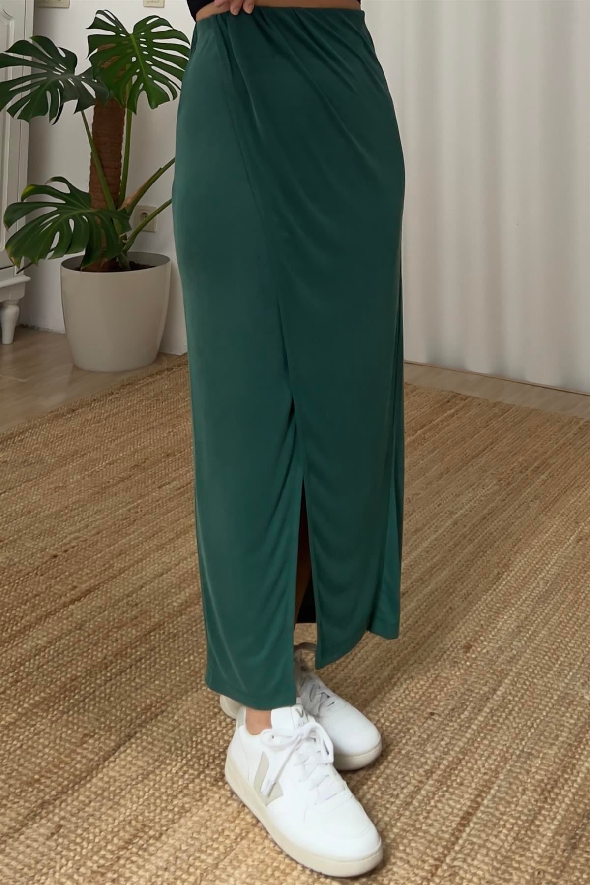 Yırtmaçlı Midi Modal Etek uygun fiyatlarda www.butikhola.com adresinde