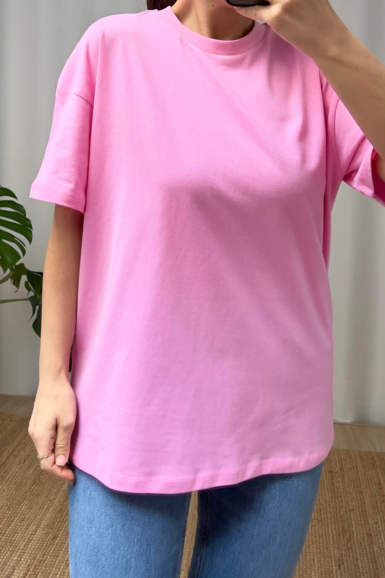 Zr Pembe Oversize Tshirt uygun fiyatlarda www.butikhola.com adresinde