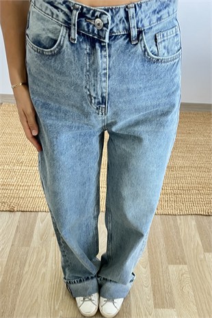 Açık Mavi Paça Katlama Detaylı Jean uygun fiyatlarda www.butikhola.com adresinde