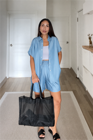 Açık Mavi Şehir Boy Şortlu Tensel Takım uygun fiyatlarda www.butikhola.com adresinde