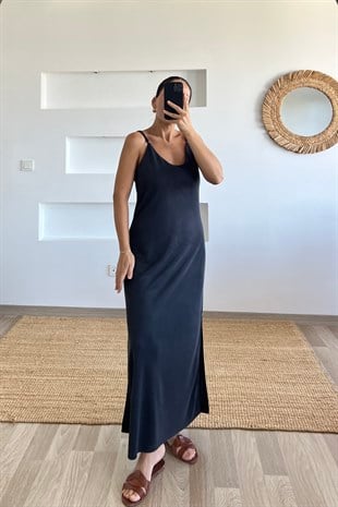Antrasit Oysho Kumaş Modal  Ayarlanabilir Askılı Elbise uygun fiyatlarda www.butikhola.com adresinde