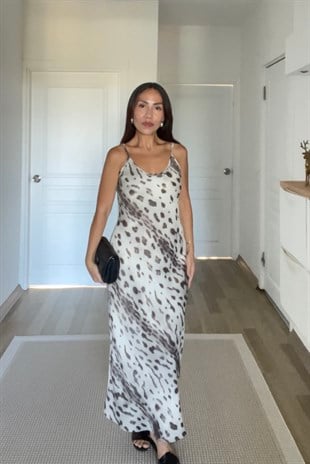 Ayarlanabilir Askılı Animal Print Elbise uygun fiyatlarda www.butikhola.com adresinde