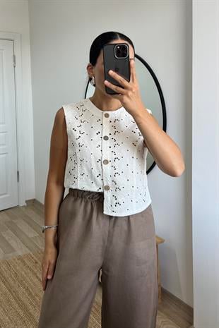 Beyaz Fisto Yelek uygun fiyatlarda www.butikhola.com adresinde