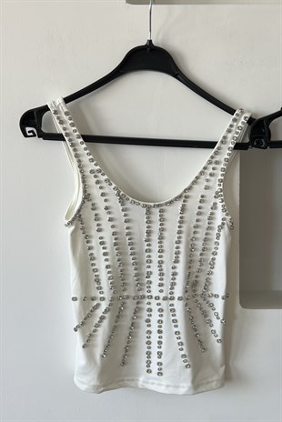 Beyaz Taş İşlemeli Body uygun fiyatlarda www.butikhola.com adresinde