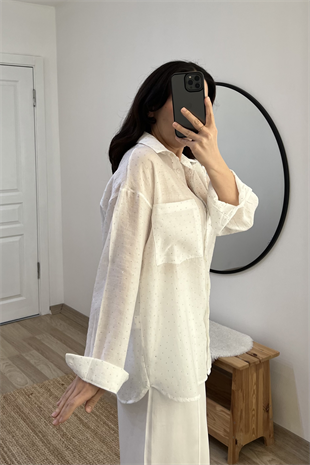 Beyaz Taşlı Tensel Gömlek uygun fiyatlarda www.butikhola.com adresinde