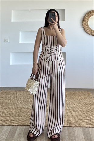 Bordo Çizgili Marin Korse Takım uygun fiyatlarda www.butikhola.com adresinde