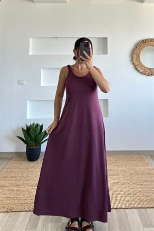 Bordo Comfort Pike Modal Askılı Elbise uygun fiyatlarda www.butikhola.com adresinde