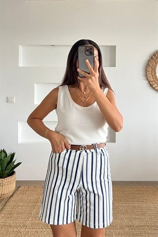 Çizgili Şehir Boy Şort uygun fiyatlarda www.butikhola.com adresinde