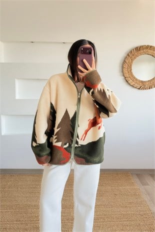 Desenli Suni Yün Ceket uygun fiyatlarda www.butikhola.com adresinde