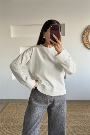 Ekru Organik Pamuk Basic Kazak uygun fiyatlarda www.butikhola.com adresinde