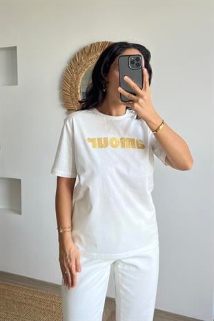 Gold Simli Amour Tshirt uygun fiyatlarda www.butikhola.com adresinde