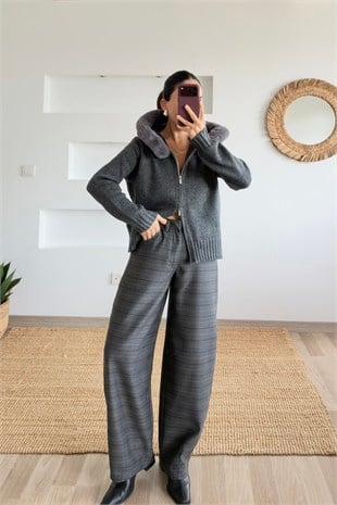 Gri Ekoseli Pantolon uygun fiyatlarda www.butikhola.com adresinde