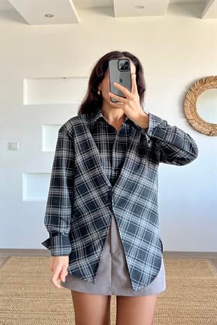 Gri Ekoseli Tasarım Gömlek uygun fiyatlarda www.butikhola.com adresinde