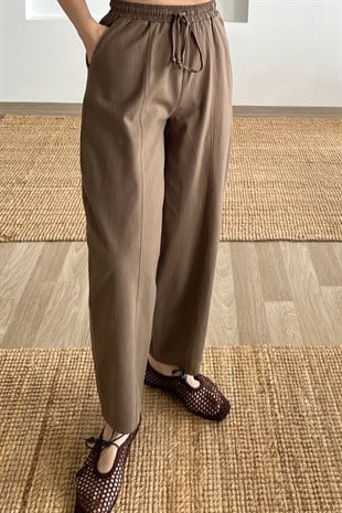 Haki Barrel Ham Keten Pantolon uygun fiyatlarda www.butikhola.com adresinde