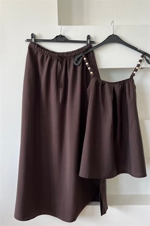 Kahverengi Bohem Tensel Takım uygun fiyatlarda www.butikhola.com adresinde