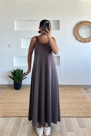 Kahverengi Comfort Pike Modal Askılı Elbise uygun fiyatlarda www.butikhola.com adresinde