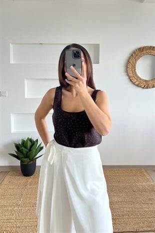 Kahverengi Taşlı Tensel BLuz uygun fiyatlarda www.butikhola.com adresinde