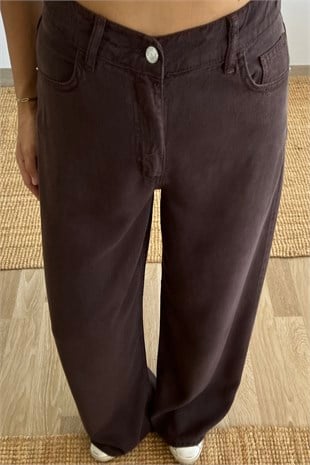 Kahverengi Yumuşak Dokulu Beli Lastikli Jean uygun fiyatlarda www.butikhola.com adresinde