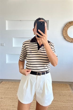 Kemerli Organik Pamuk Şort uygun fiyatlarda www.butikhola.com adresinde