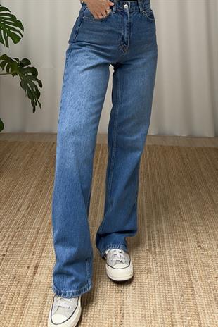 Koyu Mavi Yüksek Bel Straight Fit Jean uygun fiyatlarda www.butikhola.com adresinde