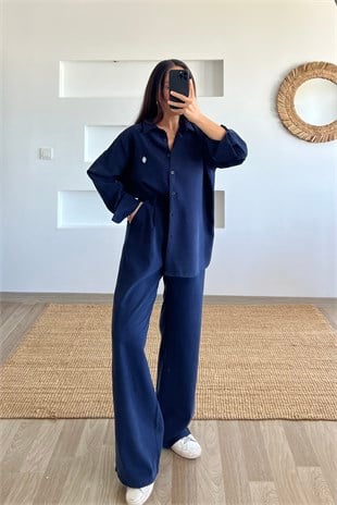 Lacivert Nakış Detaylı Premium takım uygun fiyatlarda www.butikhola.com adresinde